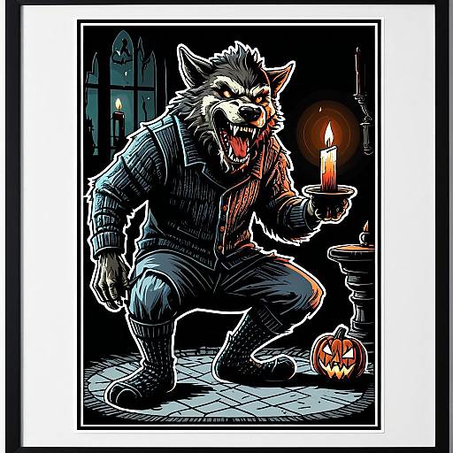 Werewolf with Candle in Haunted Mansion Sticker
