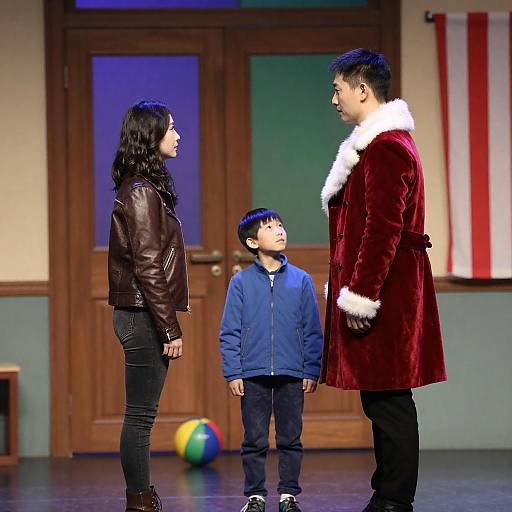 Theatrical Scene with Colorful Characters