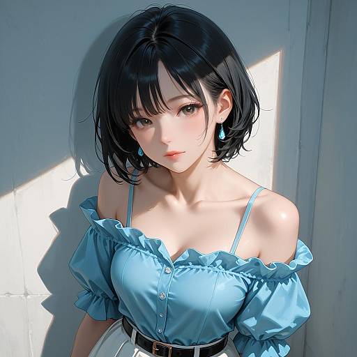 Stylish Woman in Off-Shoulder Fashion