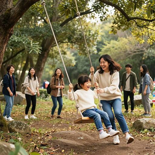 Joyful Forest Rope Swing Moment