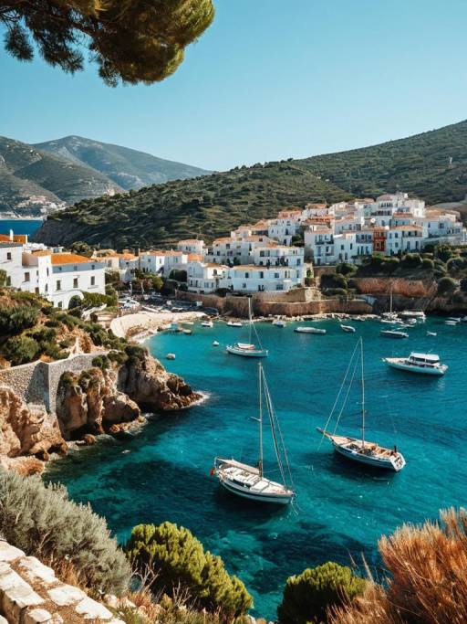 Charming Mediterranean Coastal Village Scene