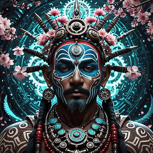 Tribal Shaman Amidst Fractal Energies