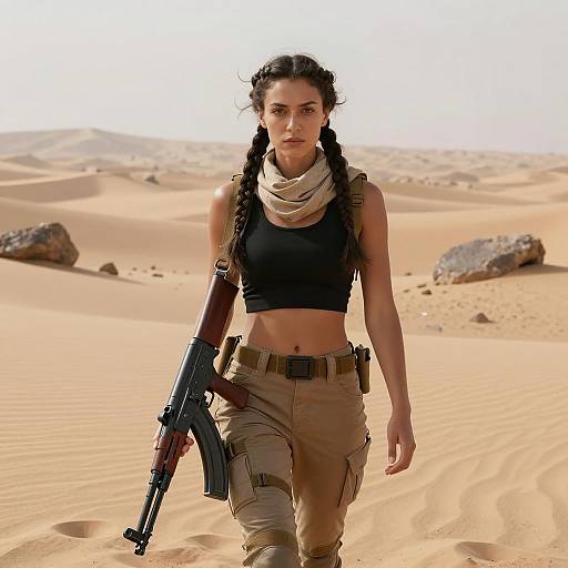 Stylized Action Portrait of a Desert Warrior