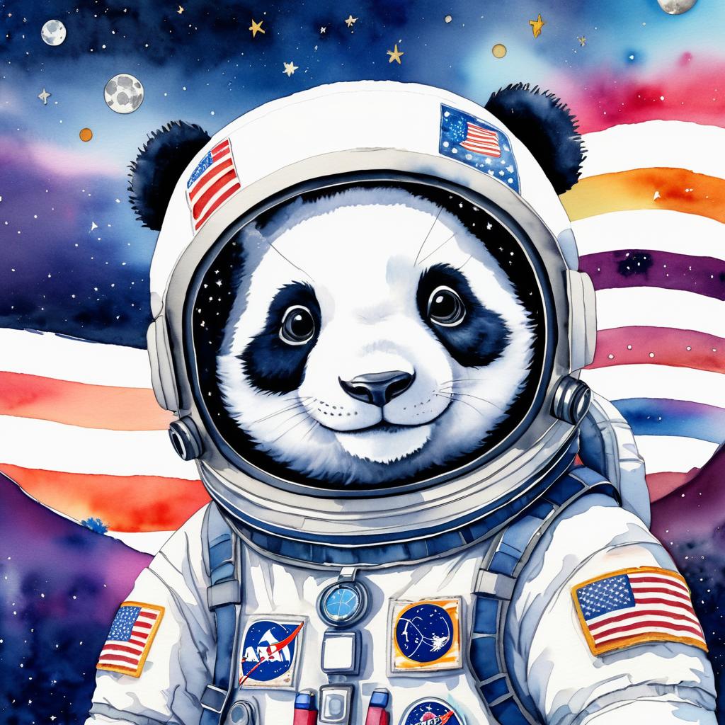 Adventurous Panda Astronaut in Space