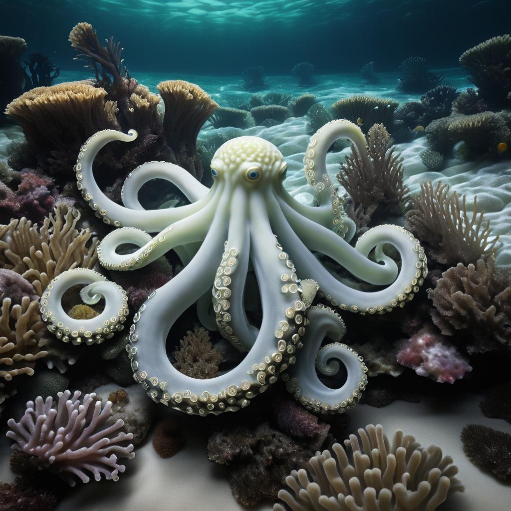 Photorealistic Octopus Tentacle on Seabed