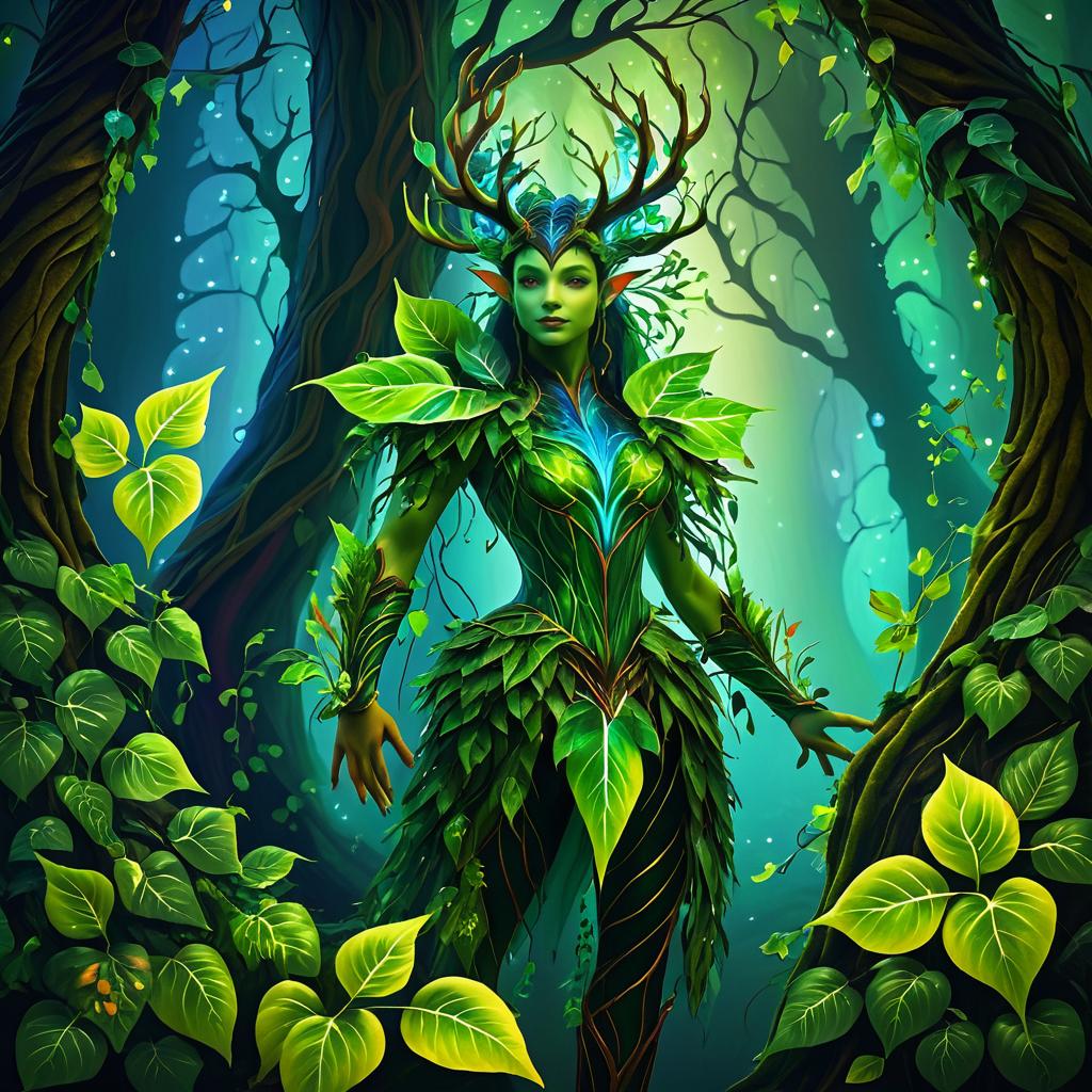 Magical Plant Creature in Enchanted Glade