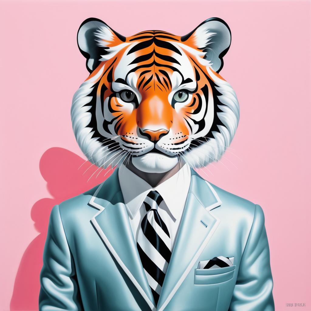 Hyper-Realistic Tiger in Hollywood Pop Surrealism