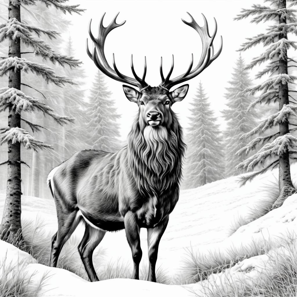 Majestic Stag: Dürer-Inspired Pencil Art