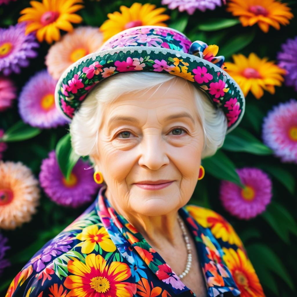 Vibrant Floral Portrait of Grandmother