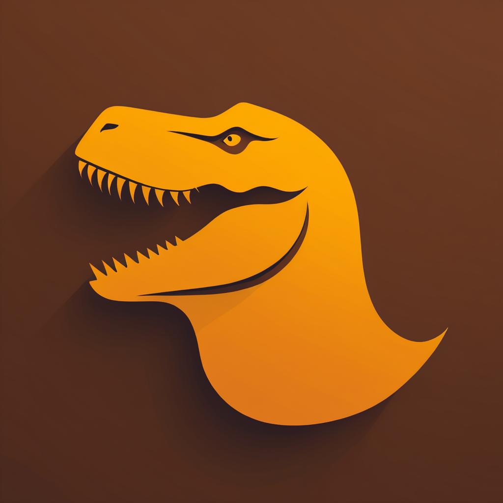 Minimalist Dinosaur Illustration in Ochre