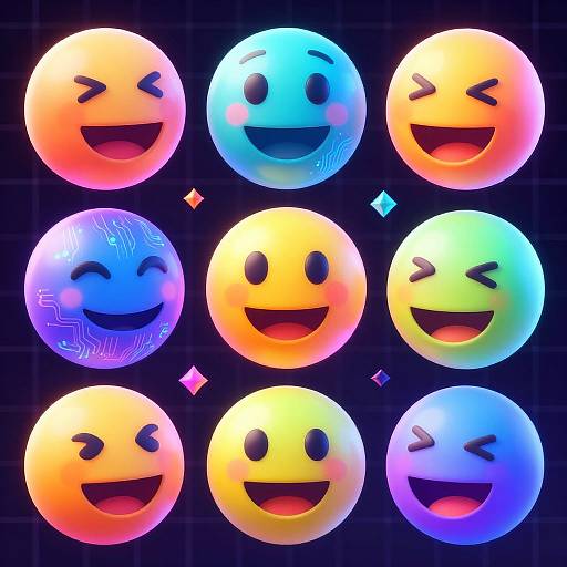 Futuristic Neon AI Emoji Set