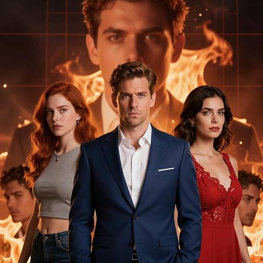 Dramatic Portrait with Fiery Background