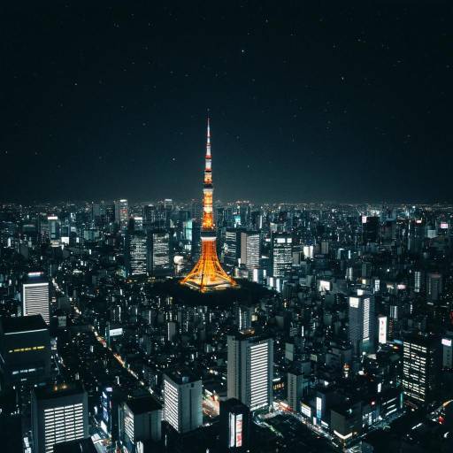 Tokyo Tower Illuminated at Night