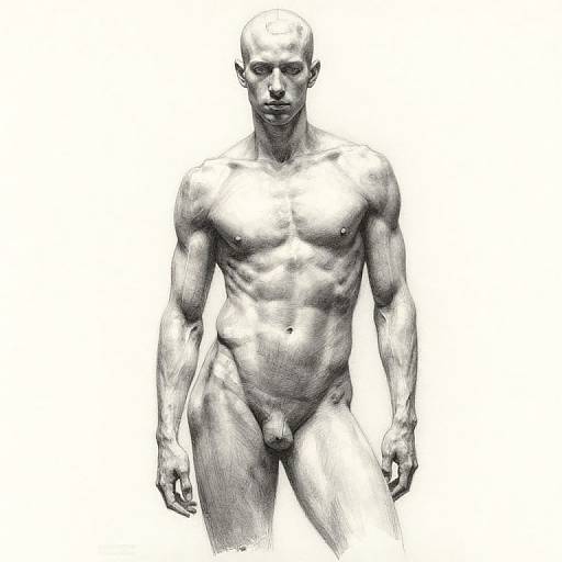 Graphite Drawing of Muscular Male Figure