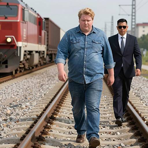 Blond Man on Railway Track Scene