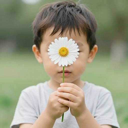 Toddler Holding Flower Portrait