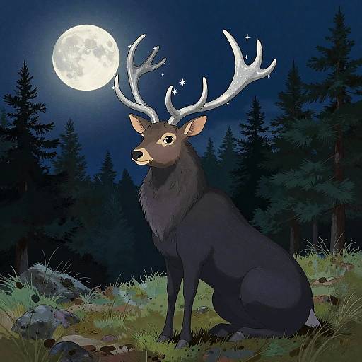 Majestic Moon Stag Under Full Moon