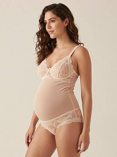 Minimalist High-Key Maternity Lingerie Portrait