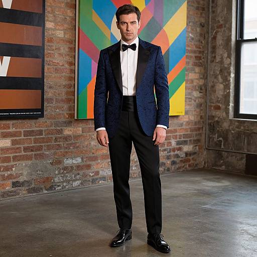 Stylish Man in Midnight Blue Tuxedo