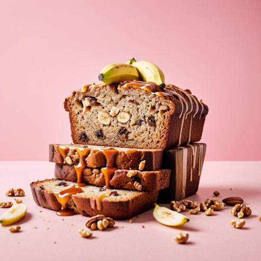 Stack of Banana Bread with Walnuts and Caramel