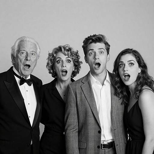 Dramatic Black-and-White Group Portrait