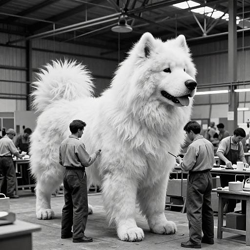 Vintage Factory Crafting Giant Samoyed