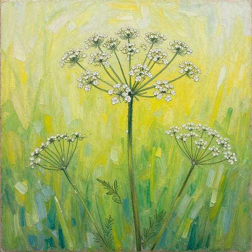 Textured Cow Parsley Mixed Media Painting