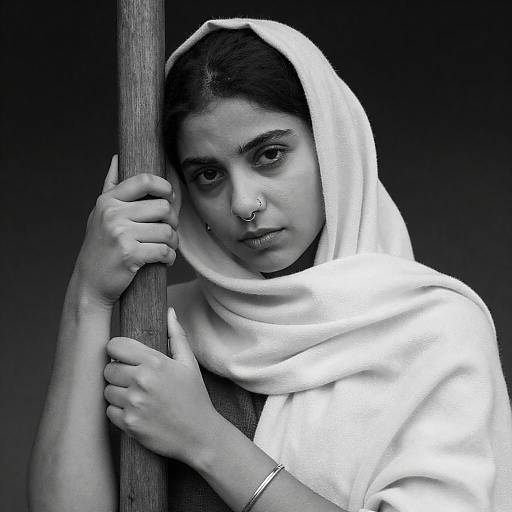 Moody Portrait of Woman in Headscarf