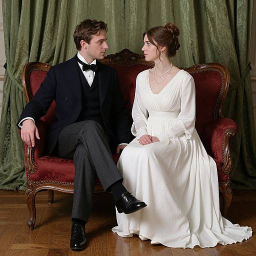 Victorian Couple in Elegant Seating