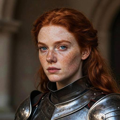 Red-Haired Knight with Intricate Armor