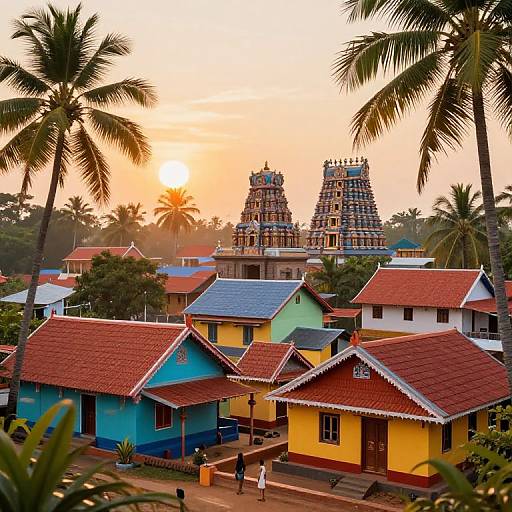 Vibrant Traditional Tamil Village Sunrise