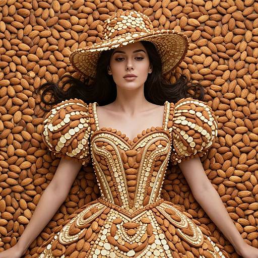 Surreal Almond-Inspired Fashion Portrait
