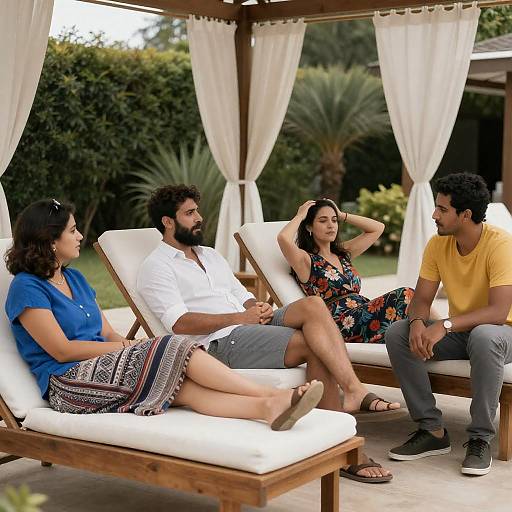 Casual Pergola Conversation Among Friends