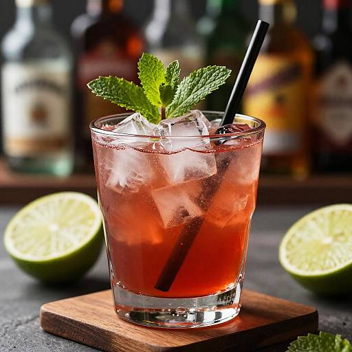 Vibrant Red Cocktail with Mint