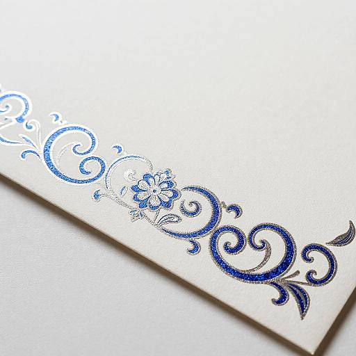 Elegant Silver Sapphire Scrollwork Border