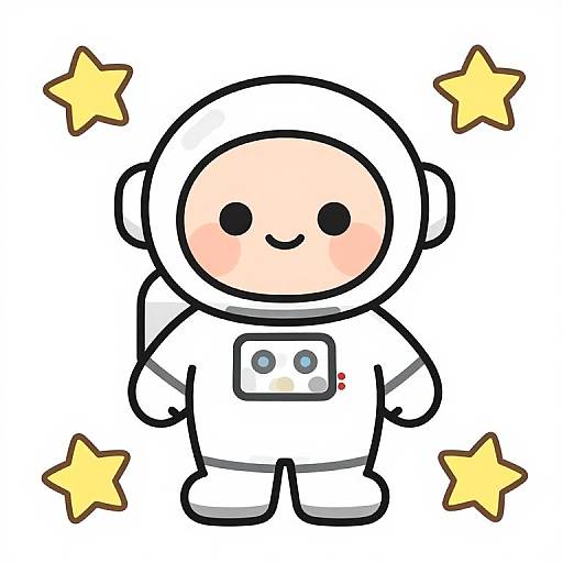 Cute Astronaut Cartoon with Stars