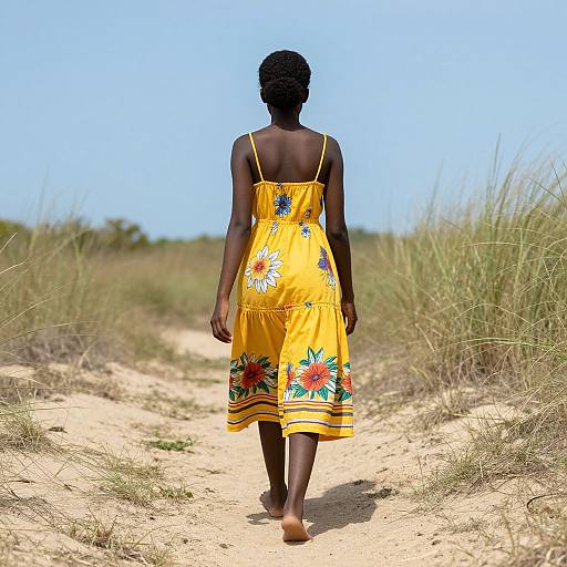 Serene Woman in Yellow Sundress