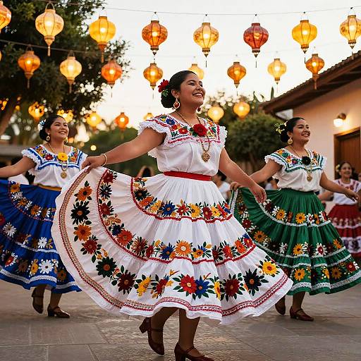Joyful Hispanic Women Dancing Tradition