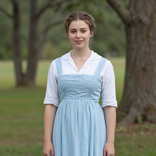 Early American Woman in Blue Dress