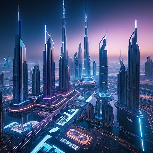 Hyperrealistic Cyberpunk Dubai in 8K Hyperrealistic Cyberpunk Dubai in 8K