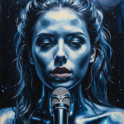 Ethereal Holographic Singer Oil Portrait