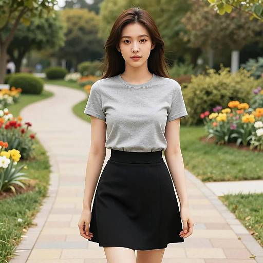 Digital Manga Woman in Scenic Park