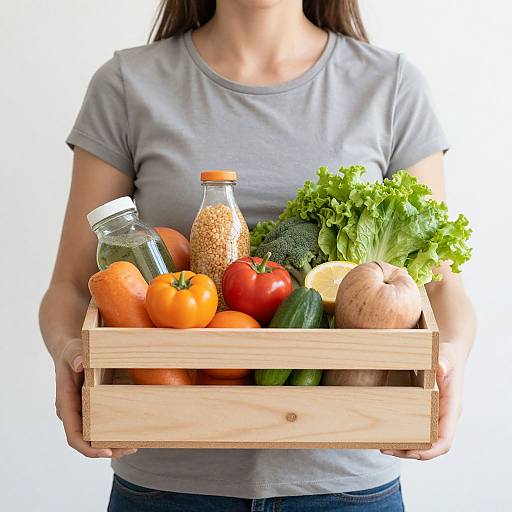 Woman Holding Healthy Food Box