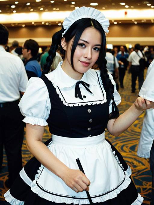 Woman in Maid Costume at Convention
