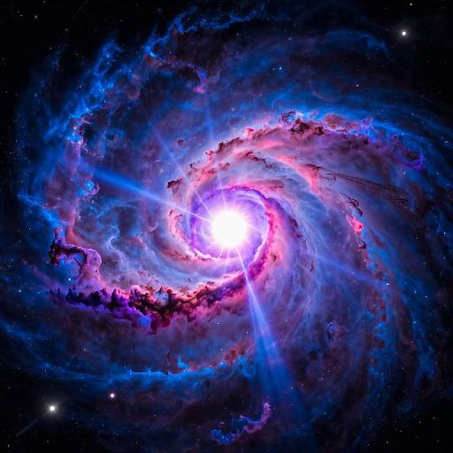 Vivid Cosmic Nebula with Radiant Quasar