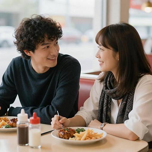Couple Sharing a Joyful Diner Moment