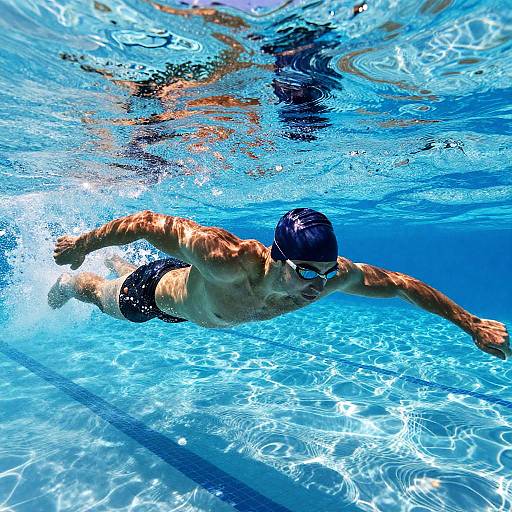 Powerful Swimmer in Crystal Clear Water