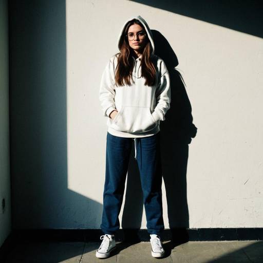 Young Woman in Hoodie and Glasses Standing Indoors