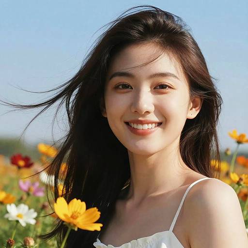 Beautiful Woman in Flower Garden