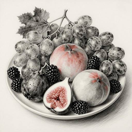 Vibrant Charcoal Fruit Plate Artwork